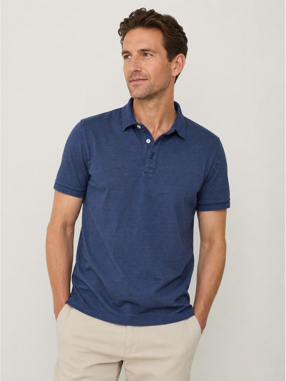 Bonobos Standard Fit Men’s Blue Stripe Polo Shirt Size Medium 100% Cotton